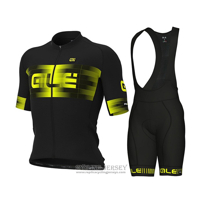 2021 Cycling Jersey ALE Black Yellow Short Sleeve And Bib Short (2)